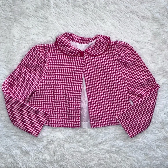 Rags LandLimited Edition Rose Pink Smocked Houndstooth Boutique Jacket